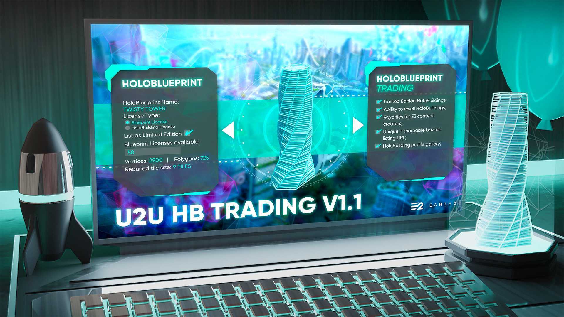 Earth 2, U2U HB 거래 v1.1 업데이트로 크리에이터 지원 강화